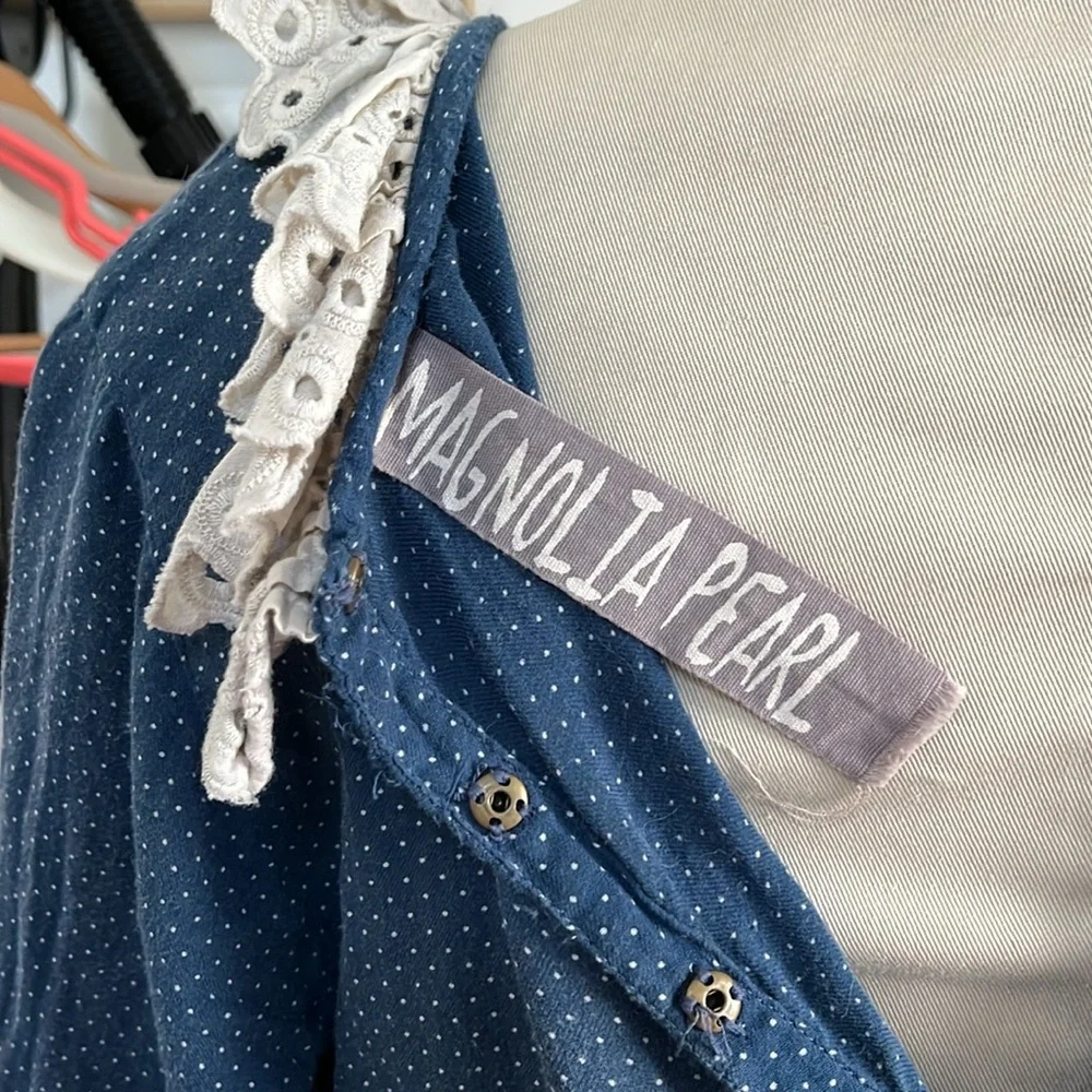 NWOT Magnolia Pearl, Navy dot Eudora Dress. Pristine - Picture 10 of 12